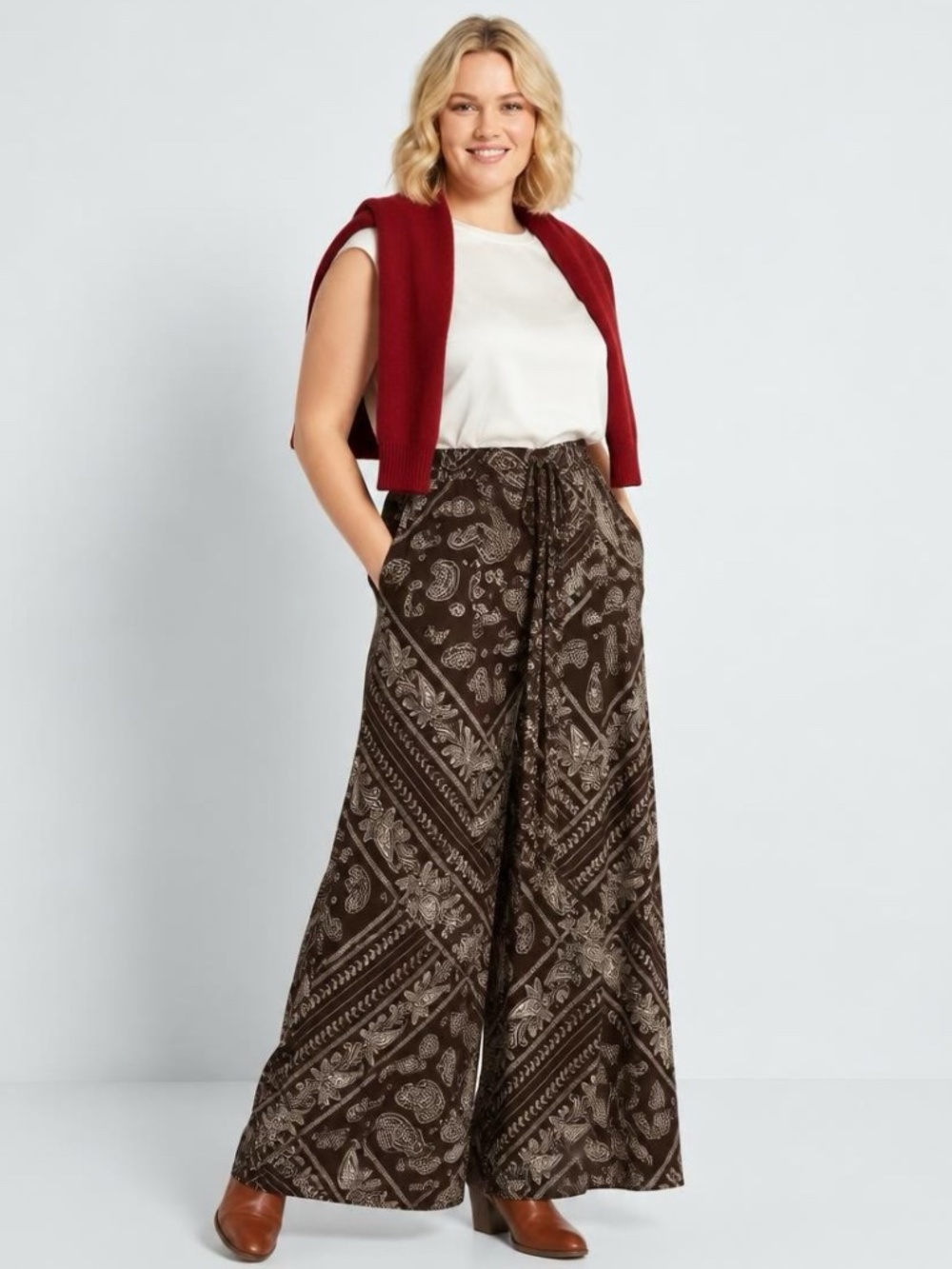 Mango Brown Bandana print pants Size M NWT